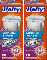 Hefty Medium Trash Bags, Fabuloso Scent, 8 Gallon, 26 Count (Pack of 2)