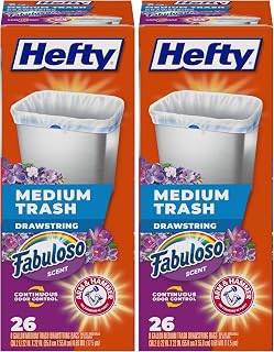 Hefty Medium Trash Bags, Fabuloso Scent, 8 Gallon, 26 Count (Pack of 2)