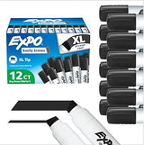 EXPO Dry Erase Markers, Low Odor Ink, Black, XL Tip, 12 Count