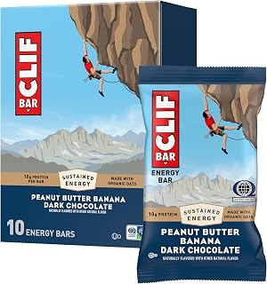 CLIF Bar Protein Energy Bars, Peanut Butter Banana + Dark Chocolate, 10ct