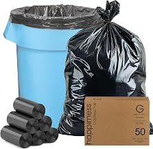 happimess 50-Count Unscented 42 Gal 3 Mil Contractor Trash Bags, Black