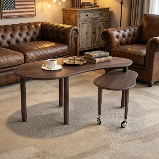 Coffee Tables for Living Room, Coffee Table, Mesa de Centro - Rotating | Rotating coffee table with oak veneer and solid wood legs, waterproof, for living room and bedroom.