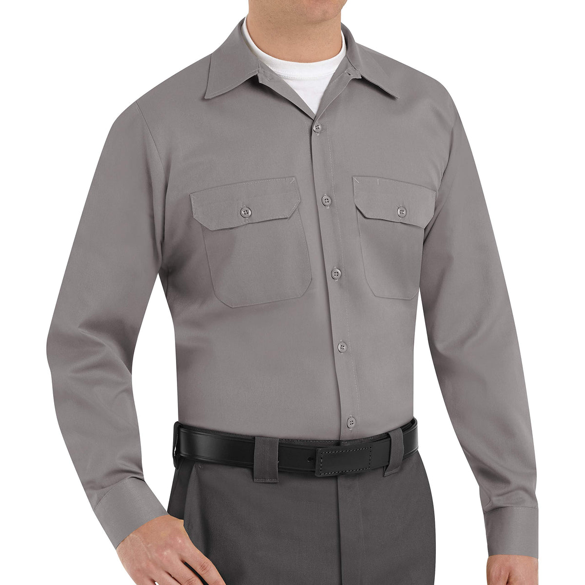 Men's Utility Uniform Shirt by Red Kap – Cotton Blend, Silver, Model ST52SV RG 4XL
