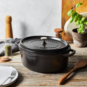 12.75 Quart Oval Cocotte by STAUB – 41cm, 11.73 liters, Cast Iron, 01) Black, Model 1004074