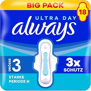 Always Ultra Sanitary Pads Size 3 Long Plus with Wings Pack of 18