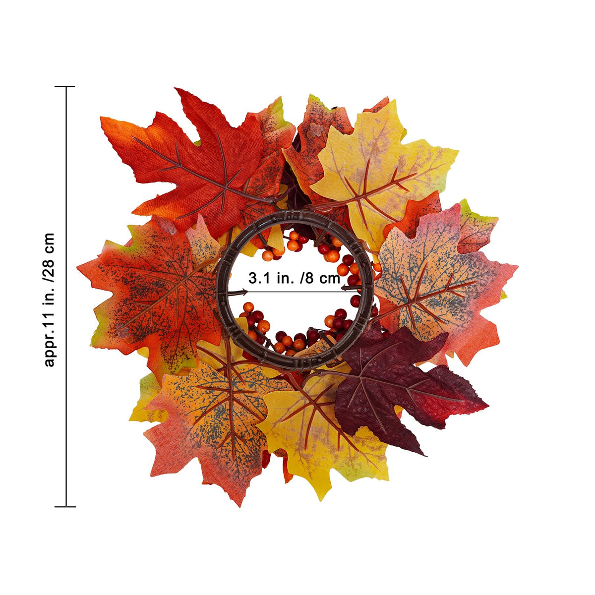 Winlyn Artificial Maple Leaf Candle Rings, 11 Inch Diameter, Set of 4