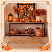 Dunzy Pumpkin Doormat, Beige Embossed Design, 30 x 17 Inch
