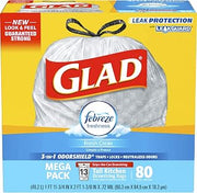 Glad OdorShield Trash Bag, White, 80 Count