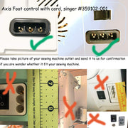 Foot Controller and Power Cord 359102-001 Sewing Machine Foot Pedal Control GREY by AXIS – Plastic Foot Controller, GREY, Model Foot Control Pedal Cord 359102-001 W11