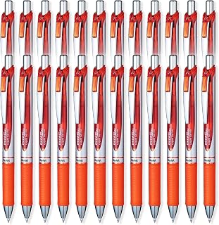 Pentel EnerGel XM BL77 - Retractable Liquid Gel Ink Pen - 0.7mm - 54% Recycled -Orange - Set of 24