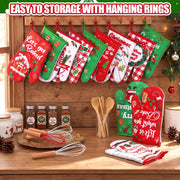 Willinglong Christmas Oven Mitt Bundle, 12 Sets with Spoons and Whisks, Classic Prints