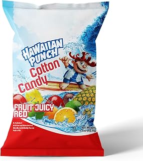 Hawaiian Punch Flavored Cotton Candy Bulk - Fruit Juicy Red - Party Favors for Birthdays, Party Themes, & More - Fat-Free & Gluten-Free Cotton Candy Bag - 3.1 ounce, 1 Bag