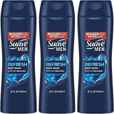 Suave Men Body Wash, Refresh, 15 Fl Ounce (Pack of 3)