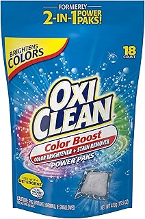 OxiClean Color Boost Color Brightener plus Stain Remover Power Paks, 18 Count (Packaging may vary)