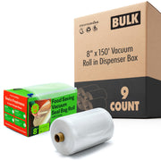 8 x 150 Foot Vacuum Seal Bag Rolls in Dispenser Box Vacuum Sealer Bags for External Strip Machines Freezer Microwave and Boil Safe 9 Pack by Stock Your Home – Model SYH-3889-Case