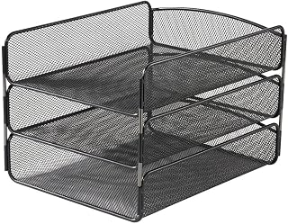 Safco Onyx Triple Tray, 8" Height x 9.3" Width x 11.8" Depth, Steel, Black