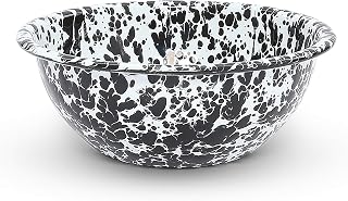 Crow Canyon Home Enamelware Cereal Bowl, 20 ounce, Black/White Splatter (Set of 4)