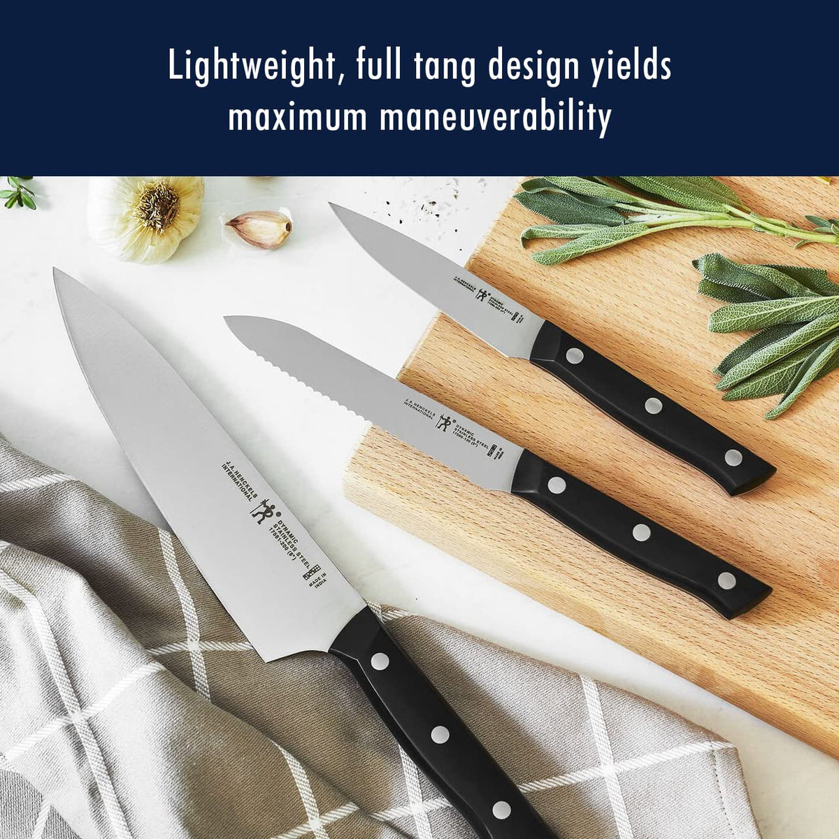 Dynamic Razor-Sharp 15-Piece Knife Set by HENCKELS – 15-pc, Stainless Steel, Brown, Model 17571-015