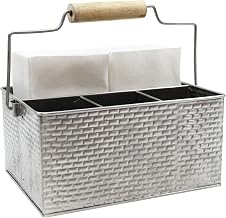 Tablecraft Brickhouse Collection Flatware/Utensil Caddy with Handle, 10¾ x 8½ x 4¾"