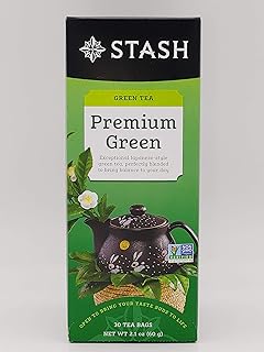 Premium Green Tea (Box of 30) by Stash Tea | Non-GMO Ingredients | Kosher Certified | Individually Foil Wrapped | All-Natural Blend