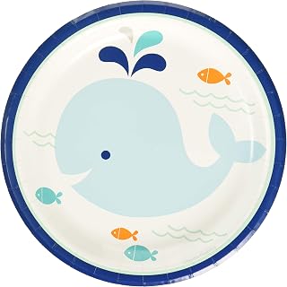 Creative Converting 322199 Blue Whale Dessert Plates, 7",