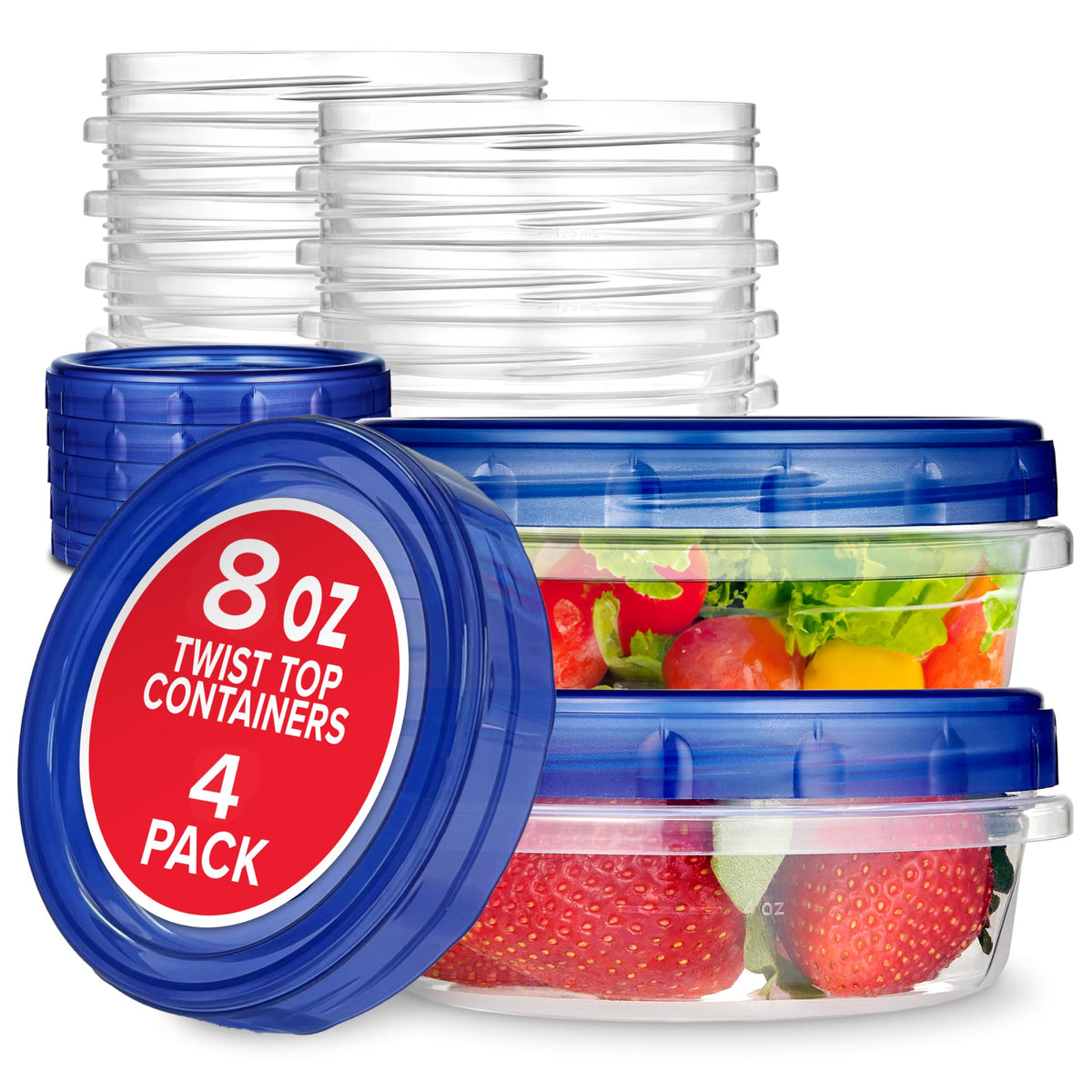 Stock Your Home 8 oz / Blue / 4 Pack Container Sets
