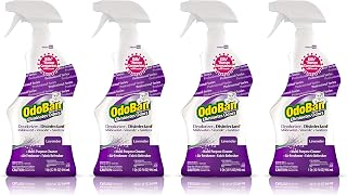 OdoBan Professional Disinfectant and Odor Eliminator Ready-to-Use Spray, Made in the USA, Lavender Scent, 4-Pack, 32 Ounces Each