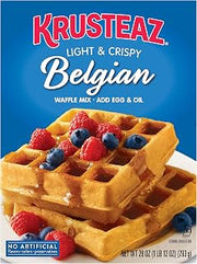 Krusteaz Light and Crispy Belgian Waffle Mix, No Artificial Flavors, Colors or Preservatives, Breakfast Waffle Batter Mix for Homemade Belgian Waffles, 28 Ounce (Pack of 3)