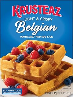Krusteaz Light and Crispy Belgian Waffle Mix, No Artificial Flavors, Colors or Preservatives, Breakfast Waffle Batter Mix for Homemade Belgian Waffles, 28 Ounce (Pack of 3)