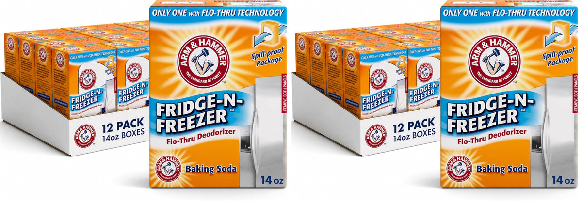 ARM & HAMMER 14 Ounce (Pack of 24) / Fridge-n-Freezer Odor Absorber- 12 pack / Orange Baking Soda