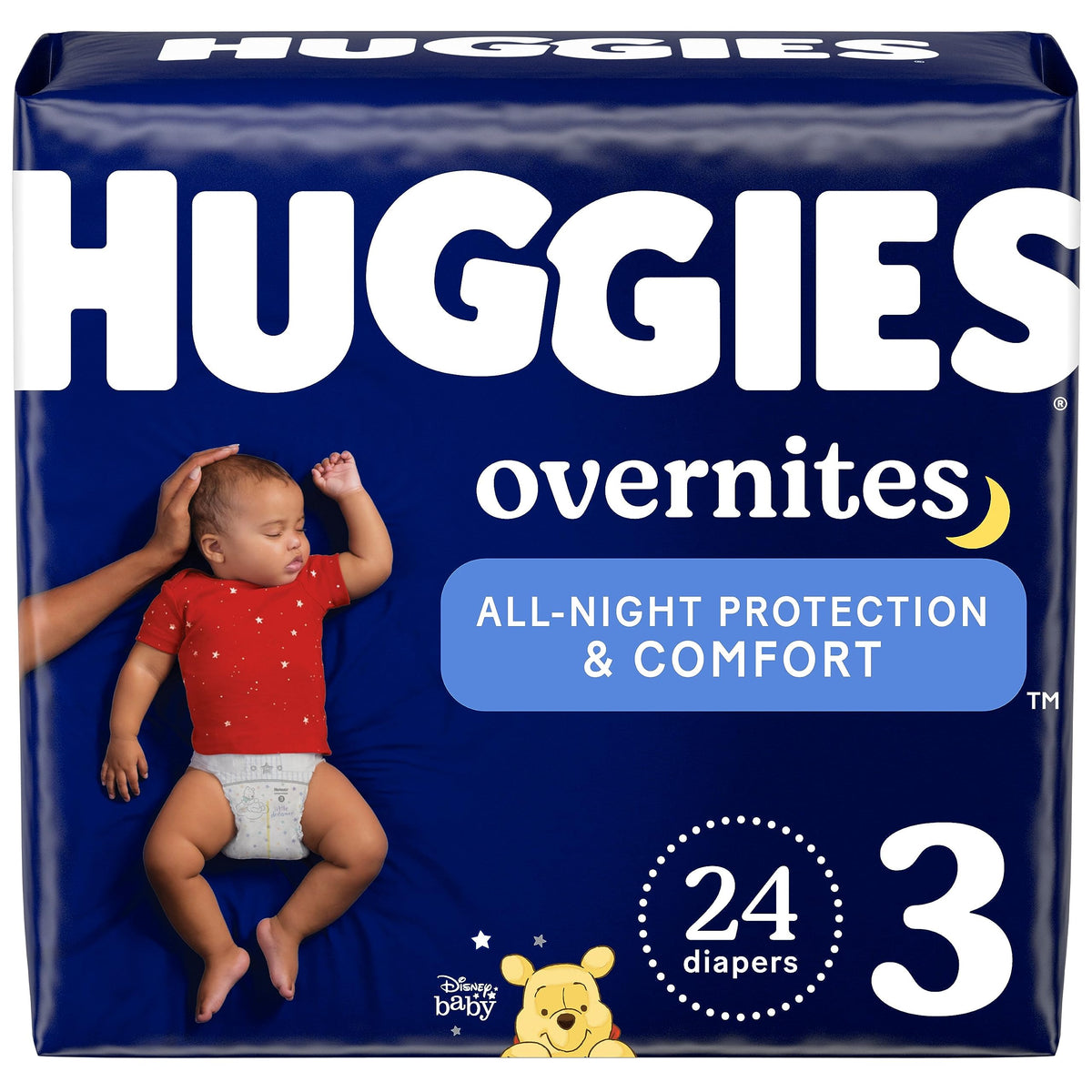Nighttime Baby Diapers Overnites by HUGGIES – Size 3, Rubber, White, Model 49536
