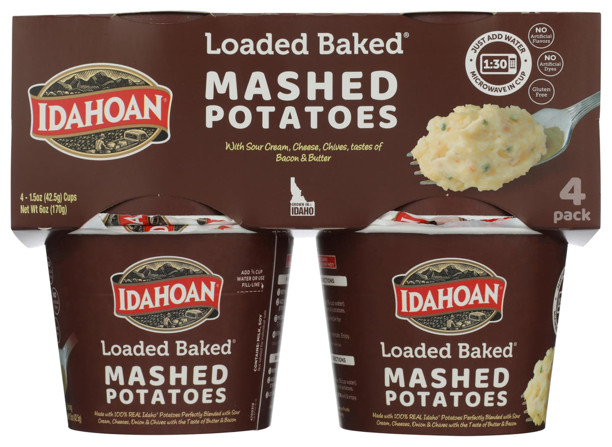 Loaded Baked Instant Mashed Potato Cups | 1.5oz - Pack of by Idahoan – Golden, Pack of 4