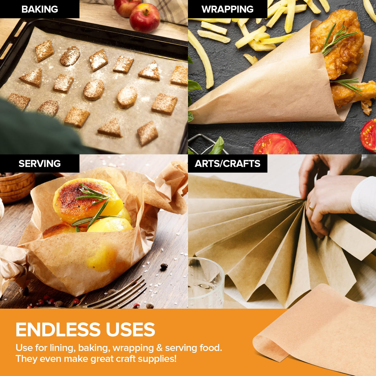 200 Ct Unbleached Parchment Paper Sheets by Stock Your Home – 9"x13", Paper, Pack of 200
