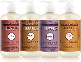 Mrs. MEYER'S CLEAN DAY Liquid Hand Soap Set | Moisturizing Liquid Hand Soap, Softens and Cleans Hands, Includes Acorn Spice, Fall Leaves, Apple Cider and Elderberry