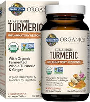Garden of Life Organics Extra Strength Turmeric Supplement, 120 Tablets