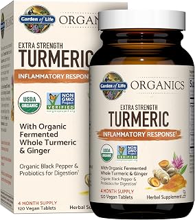 Garden of Life Organics Extra Strength Turmeric Supplement, 120 Tablets