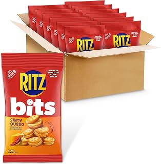 Ritz Bits Spicy Queso Cheese Sandwich Crackers, Bulk Lunch Snacks, 12 Bags