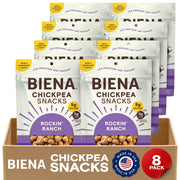 Chickpea Snacks - Crunchy Roasted Chickpeas - High Fiber Vegan Protein Snacks for Adults and Kids - 8-Pack by BIENA – 8 Pack, White, Pack of 8, Model ASINPPOSPRME37126