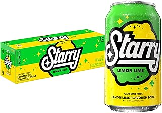 Starry Lemon Lime Soda Pop, 12 Fl Oz Cans (Pack of 12) | Caffeine Free