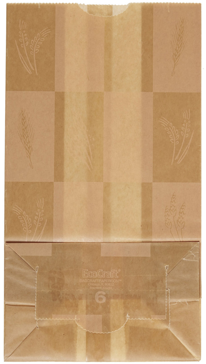 Bagcraft Papercon 300283 EcoCraft Dubl Wax SOS Bag, 6-lb Capacity, 11" Length x 6" Width x 3-5/8" Height, Artisan (Case of 500)