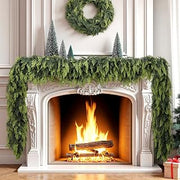 1PCS 9Ft Real Touch Christmas Cedar Garland with 210 Branches | Thick & Lush, Artificial Realistic Full Cedar Pine Garlands for Fireplace Mantel Table Indoor Outdoor Xmas Holiday Decoration