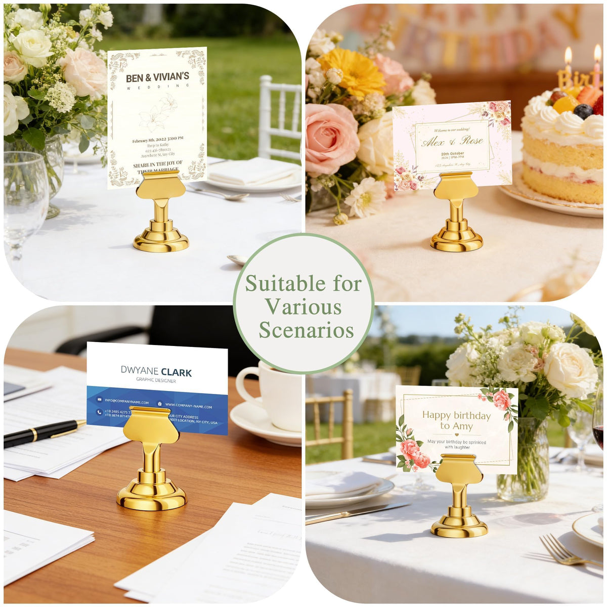 Urban Deco Place Card Holders, 1.7 Inch Steel, Gold 16 Pack