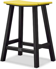 Polywood 2011-FBLLE Contempo Counter Height Saddle Seat Barstool, Black Frame, Lemon