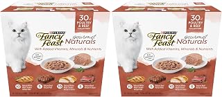 Fancy Feast Purina Wet Cat Food Variety Pack Gourmet Naturals Poultry and Beef Collection - 3 oz. Cans,(Pack of 60)