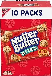 Nutter Butter Bites Peanut Butter Sandwich Cookies, 10 Snack Packs | Made with Real Peanut Butter, Certified Kosher, Individually Wrapped