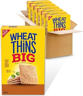 Wheat Thins Big Snacks, Whole Grain Wheat Crackers, 6 Boxes | Bulk Snack Crackers, Baked With 100% Whole Grain Wheat, 21g Whole Grain Per 31g Serving