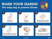 NMC Hand Washing Instructional Poster, 18 X 24, UNRIPPABLE Vinyl