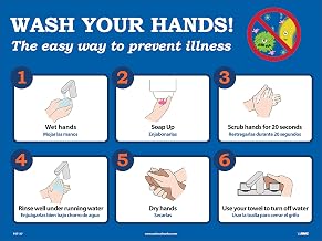 NMC Hand Washing Instructional Poster, 18 X 24, UNRIPPABLE Vinyl