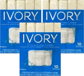 Ivory Soap, Original 3.17 oz Bars 10 each, Pack of 3 (30 Bars Total)