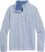 vineyard vines Boys' Saltwater Quarter-Zip, White Bradley Stripe, L